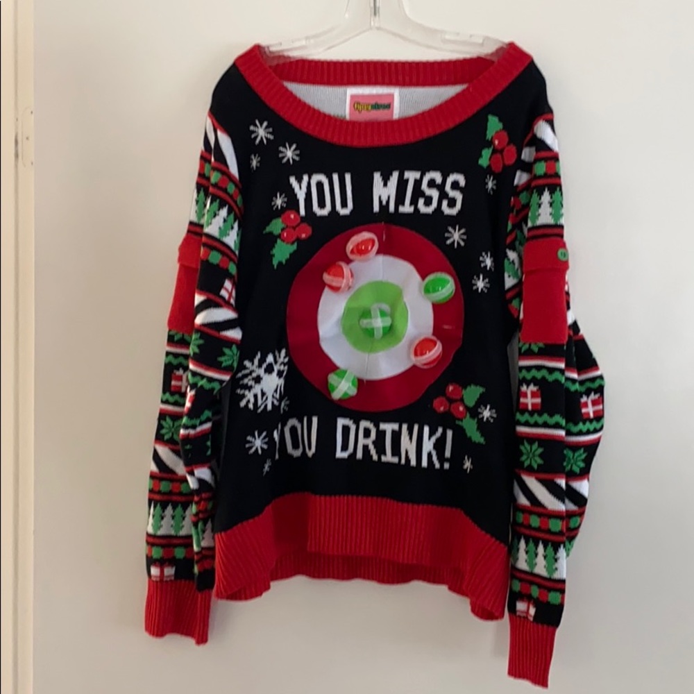 Tipsy elves Christmas drinking game sweater